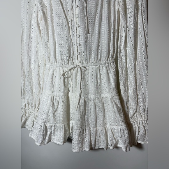 NWT Sabo skirt Sabo Luxe Palace Eyelet Mini Dress - White XS Long Sleeve - Picture 4 of 12